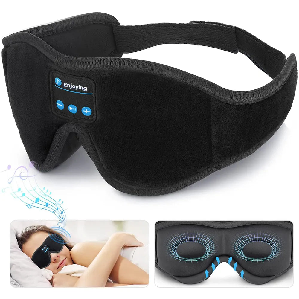 Bluetooth Sleep Headphones 3D Eye Mask, Music-Playing Sleep Mask with Built-in HD Speaker