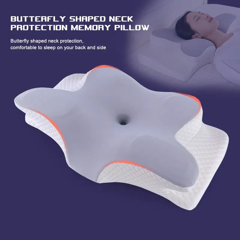 Butterfly Shaped Memory Foam Pillow, Orthopedic Neck Pillow for Pain Relief, Neck Support, Sleep Support