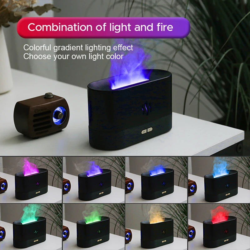 Kinscoter Aroma Diffuser, Ultrasonic Cool Mist Humidifier, LED Flame Lamp, Essential Oil Diffuser