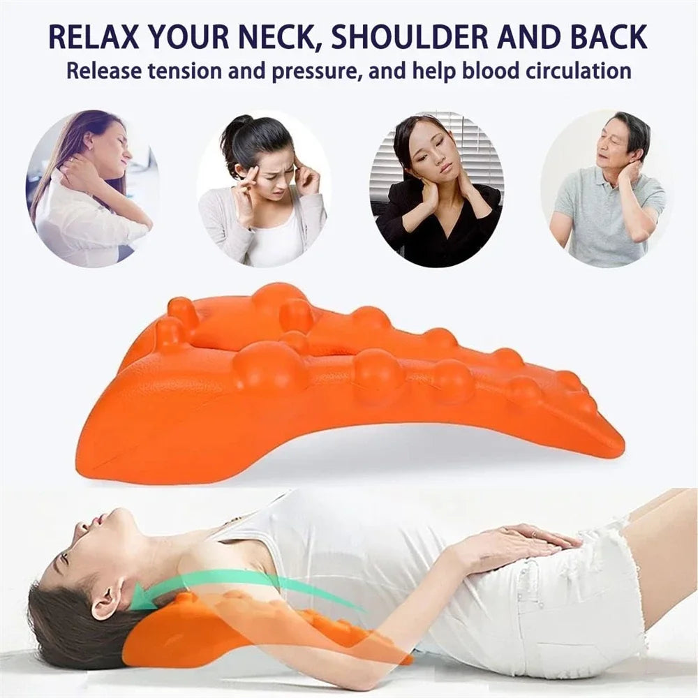 Cervical Traction Device Pillow Neck Stretcher Equipment for TMJ Neck Pain Relief Neck and Shoulder Relaxer with Upper Back Massage Cervical Spine Alignment Chiropractic Pillow