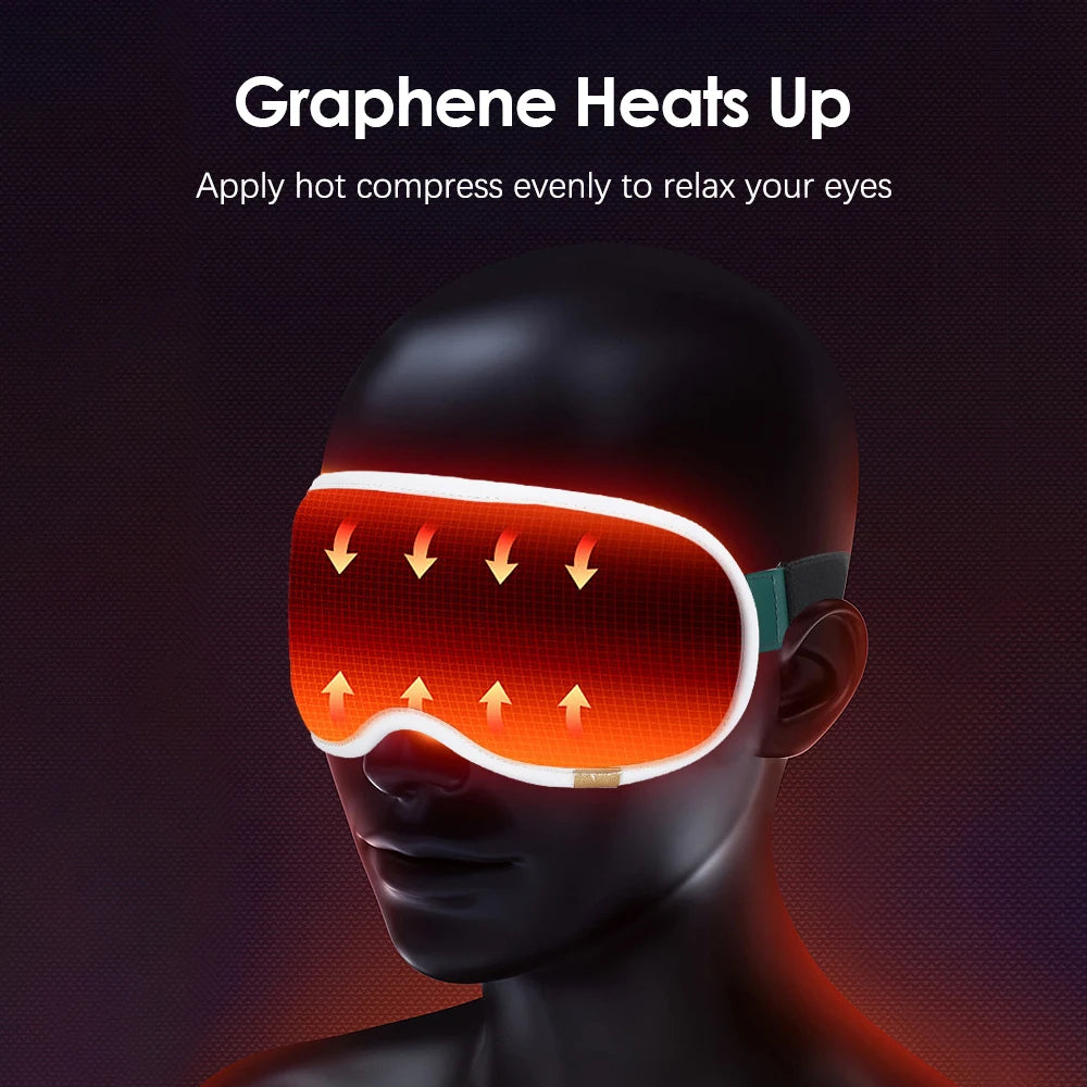 Wireless Graphene Heating Eye Massager, Hot/Cold Compress, Vibration Massage, Relieves Fatigue, Eye Protection