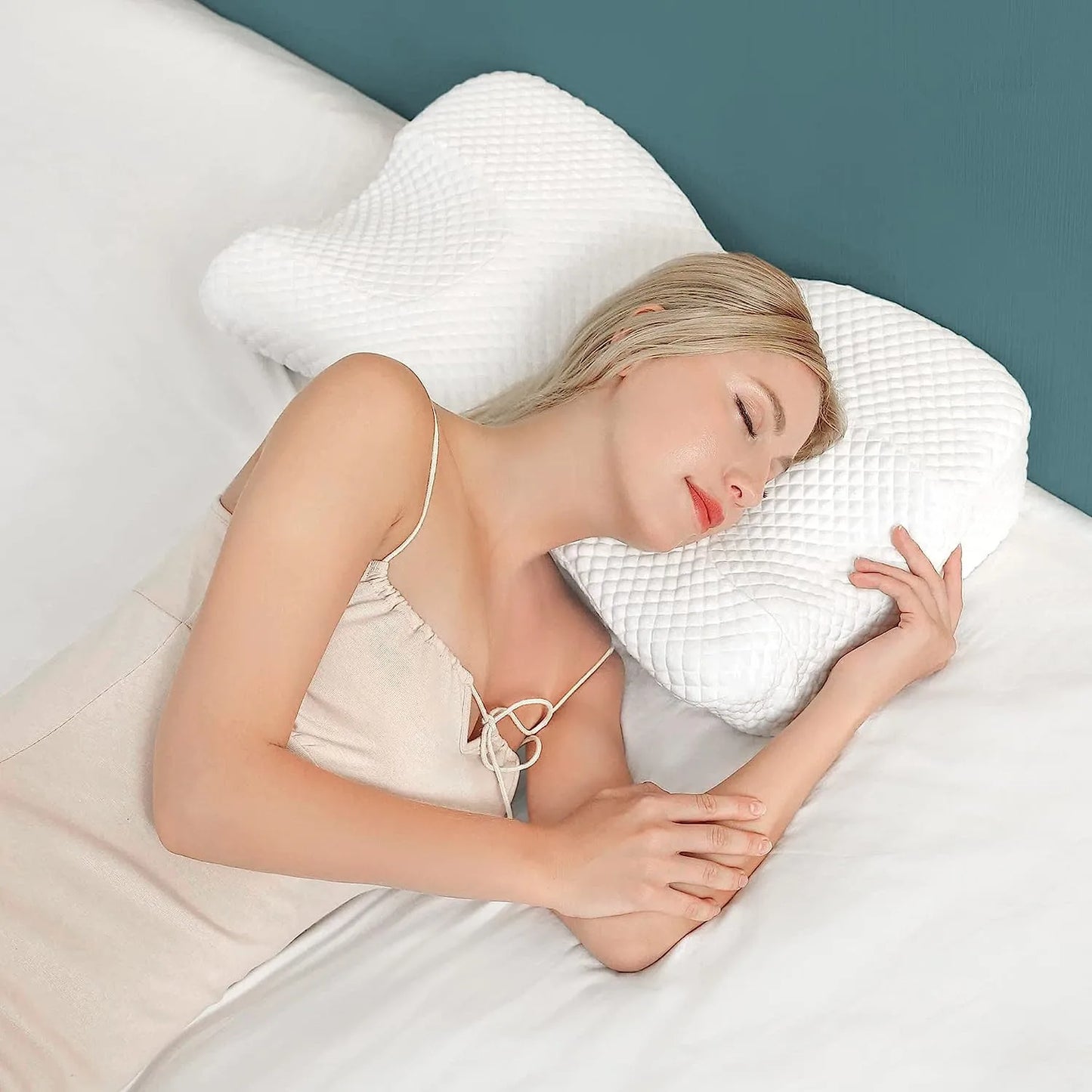 Side Sleeper Pillow for Neck and Shoulder Pain Wrinkle Prevention, Beauty Pillow for Anti Wrinkle & Anti Aging