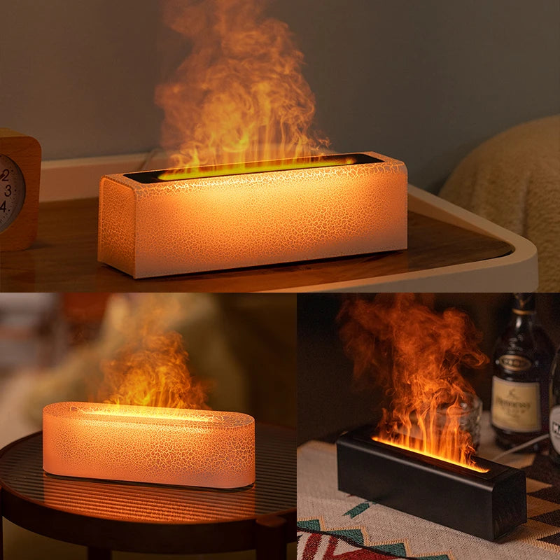 KINSCOTER Essential Oil Aroma Diffuser Flame Air Humidifier Ultrasonic Cool Mist Difusor with  RGB Realistic Fire Night Light