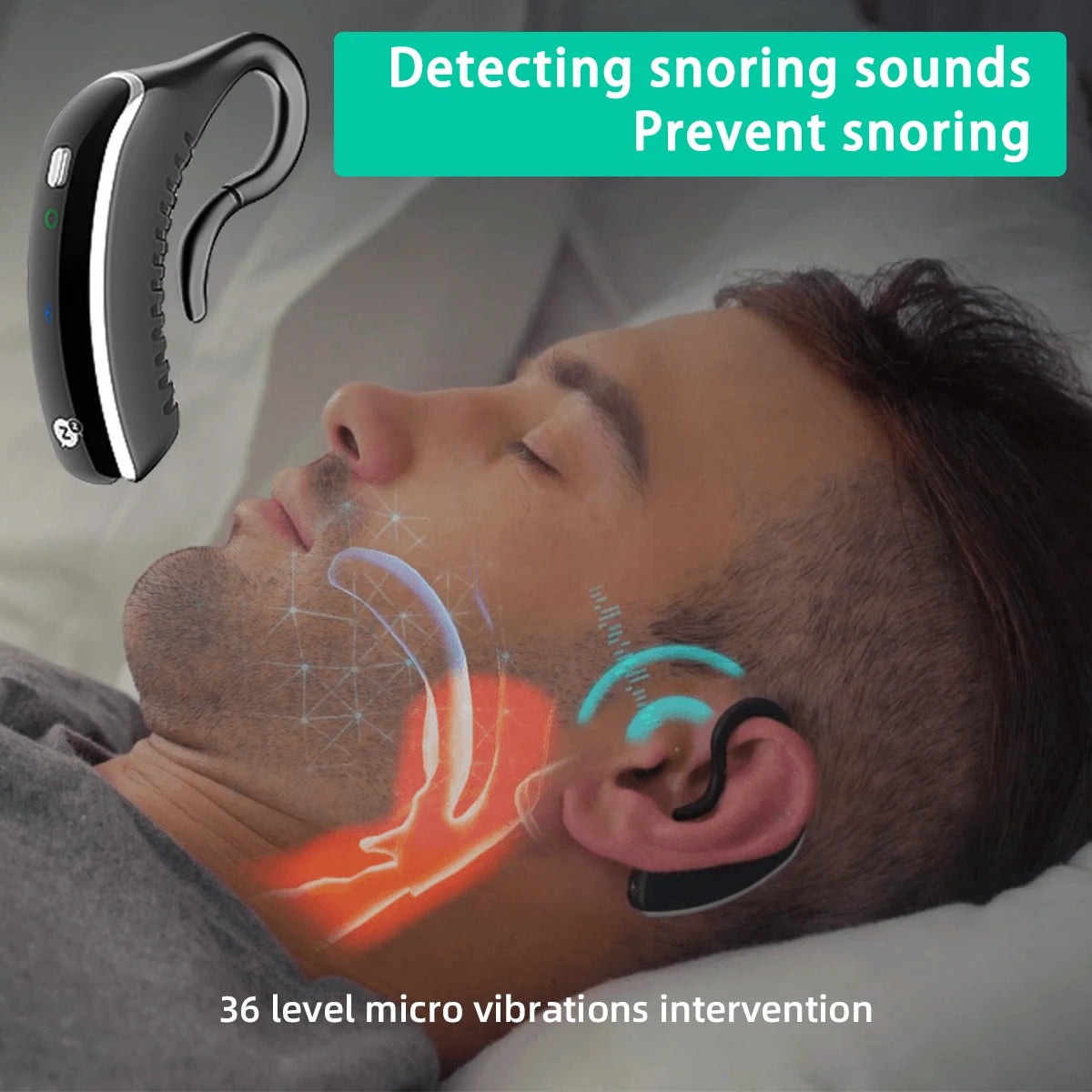 Anti Snoring Earset Smart Device Pro for Men and Women. Effective and Safe Ear Sleep Aid to Stop Snoring, Analyze Real-Time Sleep and Snoring Data Wirelessly. Solution for Snore Relief